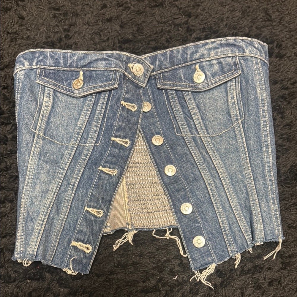 Denim Button-Up Corset Top